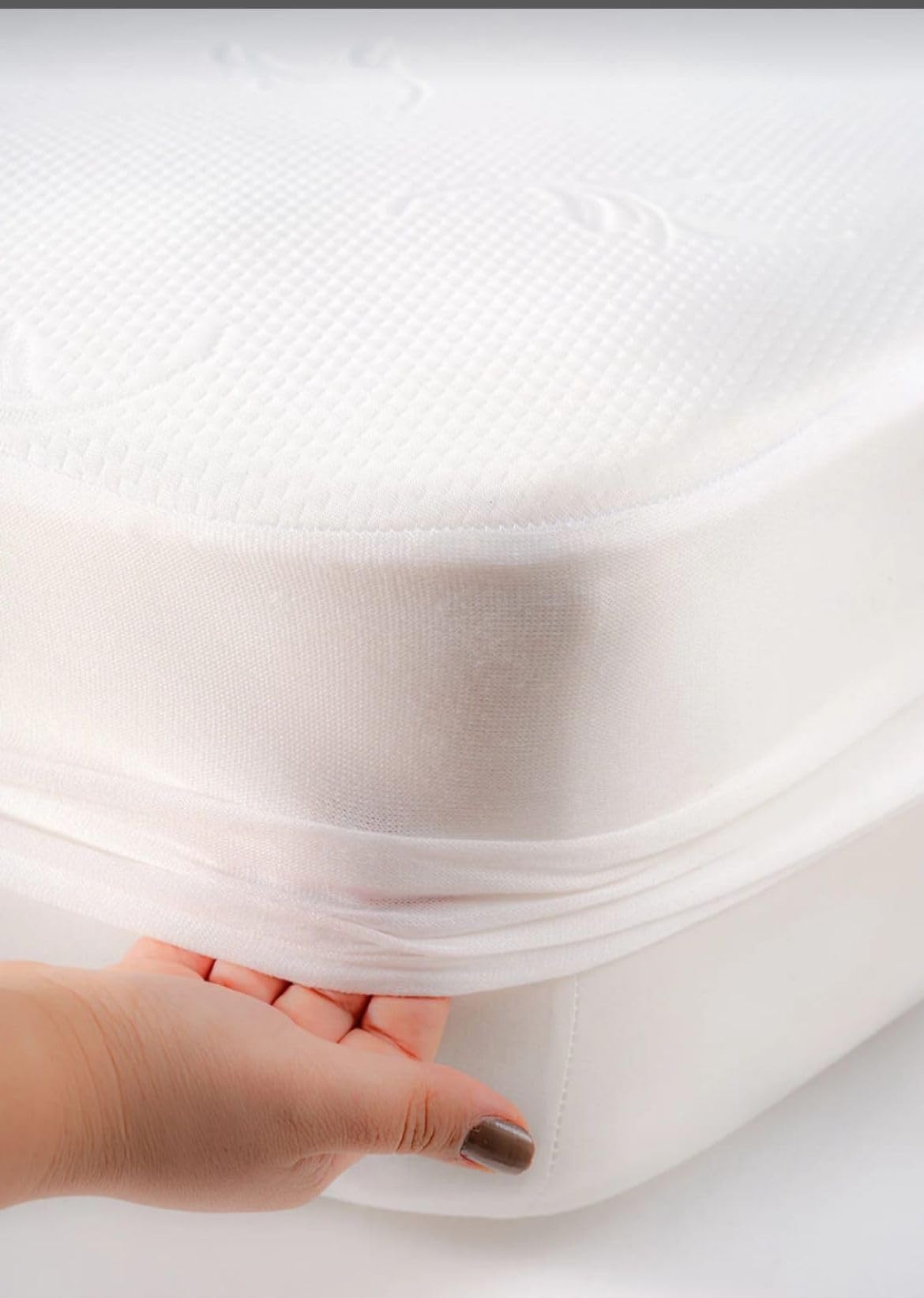 Protector de colchón de bambú resistente al agua, 160 x 200 cm, con puente de 34 cm, transpirable, antibacteriano, apto para alérgicos, bajo ruido, lavable a 60 °C, certificado Öko-Tex