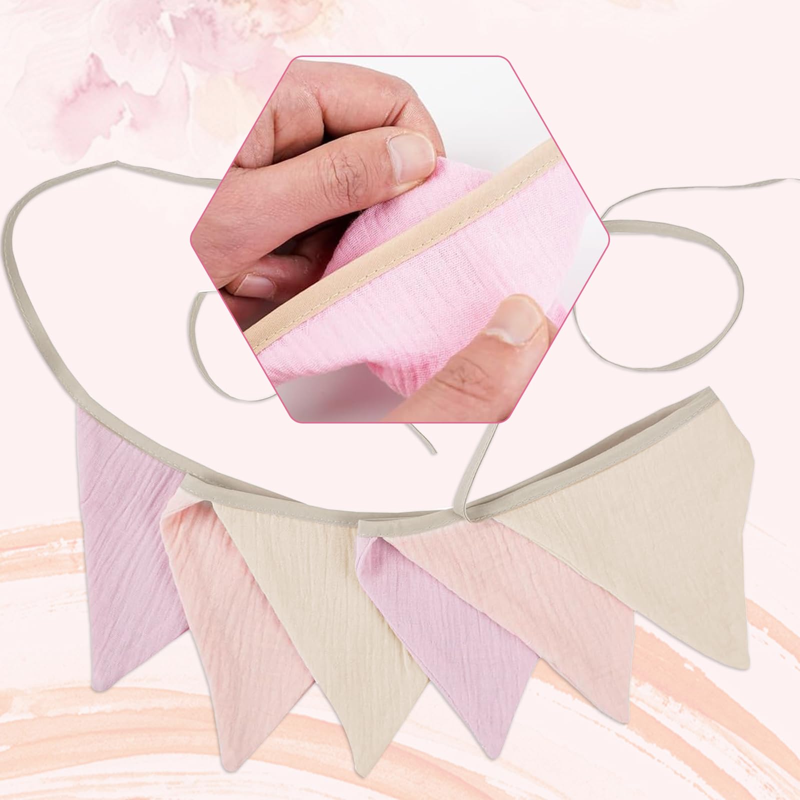 Bandierine Decorative Per Cameretta Dei Bambini - Ghirlanda Triangolare In Cotone, Colorata E Lavabile - Foto 8