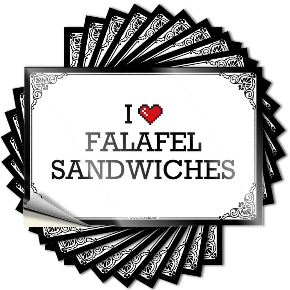 Stickers Plush Bar Cart Decor Waterproof - I Love Falafel Sandwiches Bumper Self Adhesive Decal for Gamers Use(8X12CM)