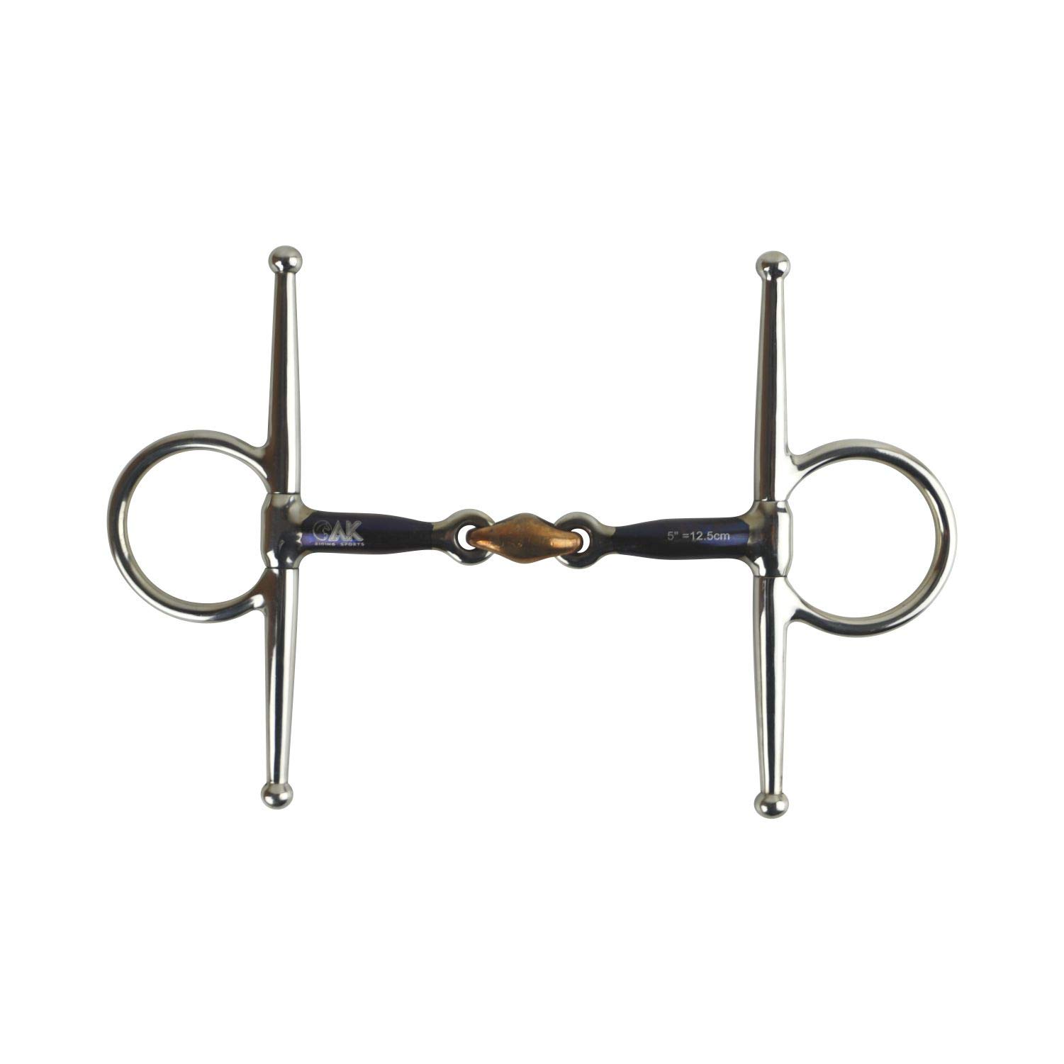 AK Full Cheek Horse Riding Bit with Cooper Lozenge with Sweat Iron Mouthpiece AKRS-2614 (6.00'', Blue-Silver)