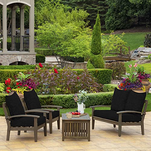 Image of Arden Outdoor Deep Seat Cushion Set (2-Pack), 24 in x 24 in, Weather-Proof, Rain-Proof, Fade Resistant Patio Cushion for Chair, Sofa, and Couch Black Leala