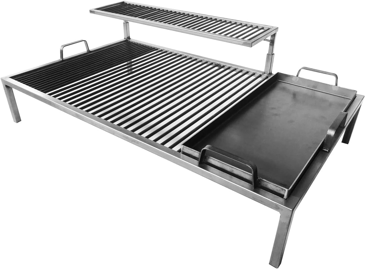 Griglia argentina di lusso con moduli in ferro rimovibili - Griglia argentina in ferro - BBQ Parrilla Asado + braciere + strumenti per il fuoco (70 x 50 cm)