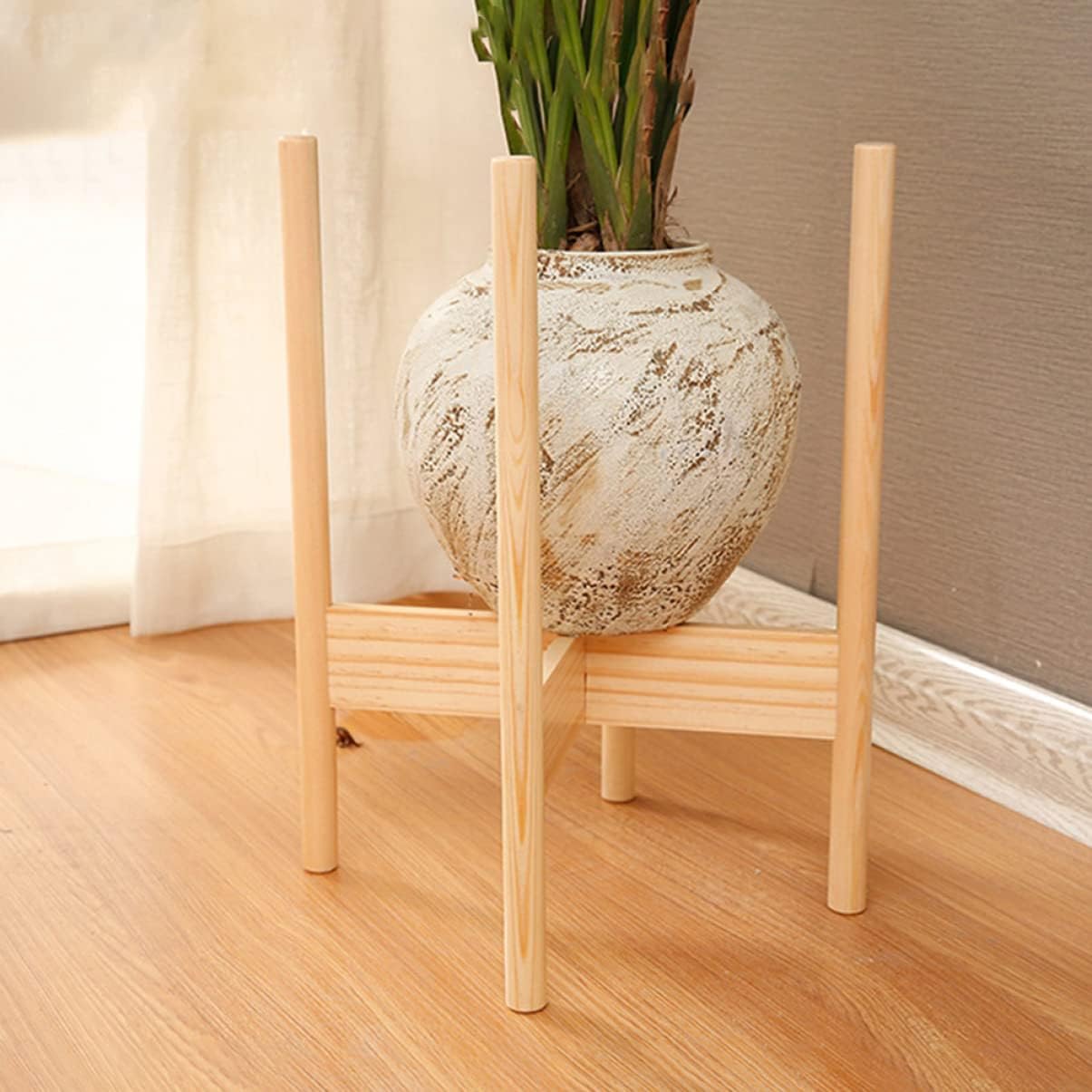 ibasenice Sturdy Wooden Flower Pot Rack Simple Solid Wood Indoor Plant Stand for Balcony Room Decor Easy to Use Wood