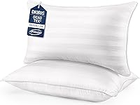 DIORIS Queen Bed Pillows Set of 2 - Cooling Down Alternative, Medium Firm Support for Side Back Stomach Sleepers, Hotel Quality Washable