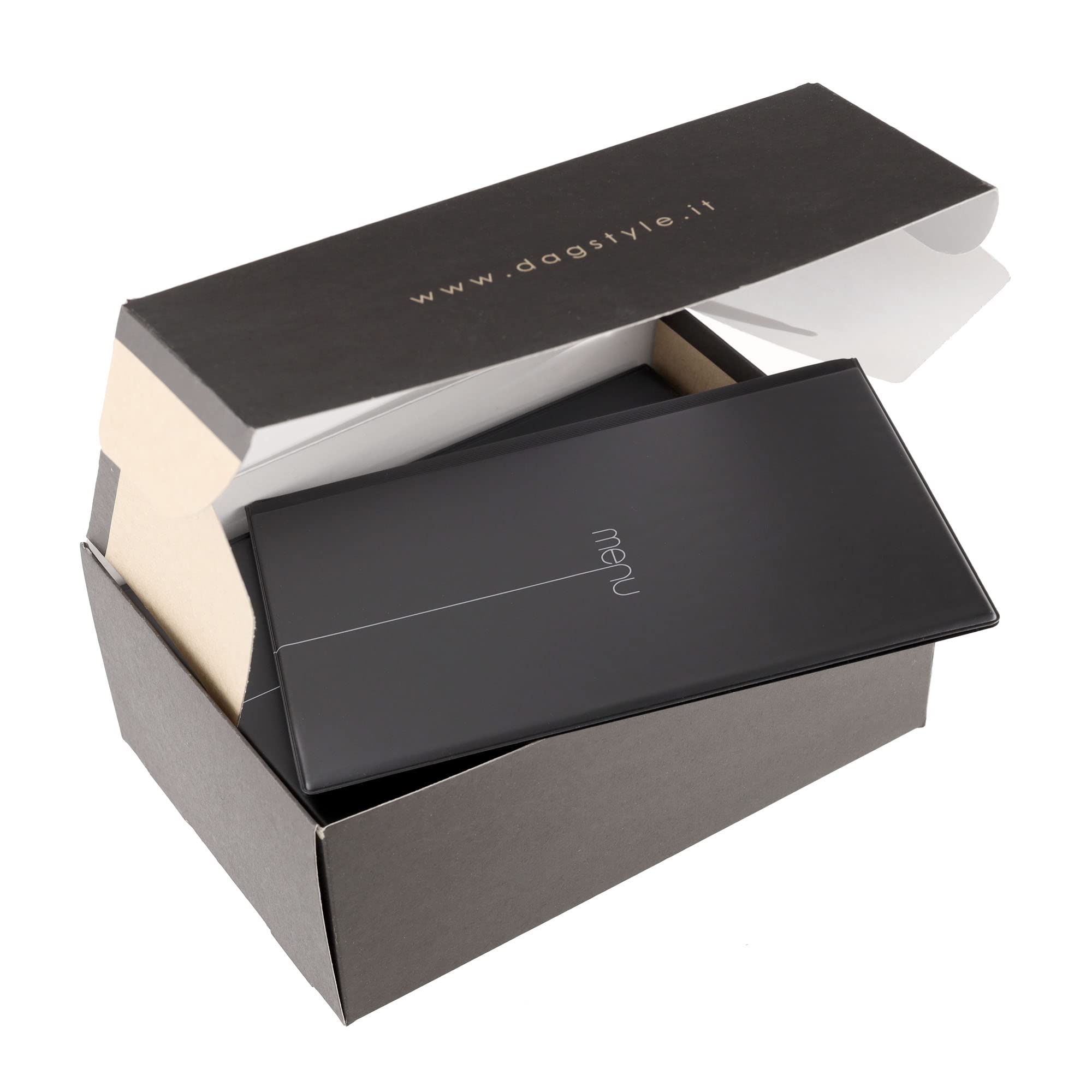 DAG STYLE Line Risto, Menü, speisekarten Restaurantbox 10 Stück, Format A5, PVC, Made in Italy, Plastiktüten, Schwarz