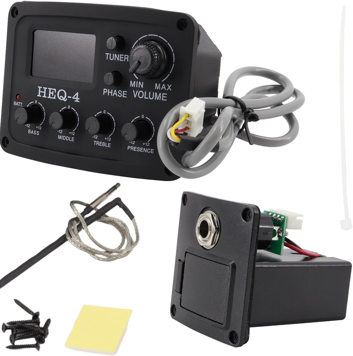 Acoustic 4 Band EQ Equalizer Guitar Preamp Piezo Pickup Tuner Acoustic Guitar Preamp Amplifier Equalizer Tuner (HEQ-4)