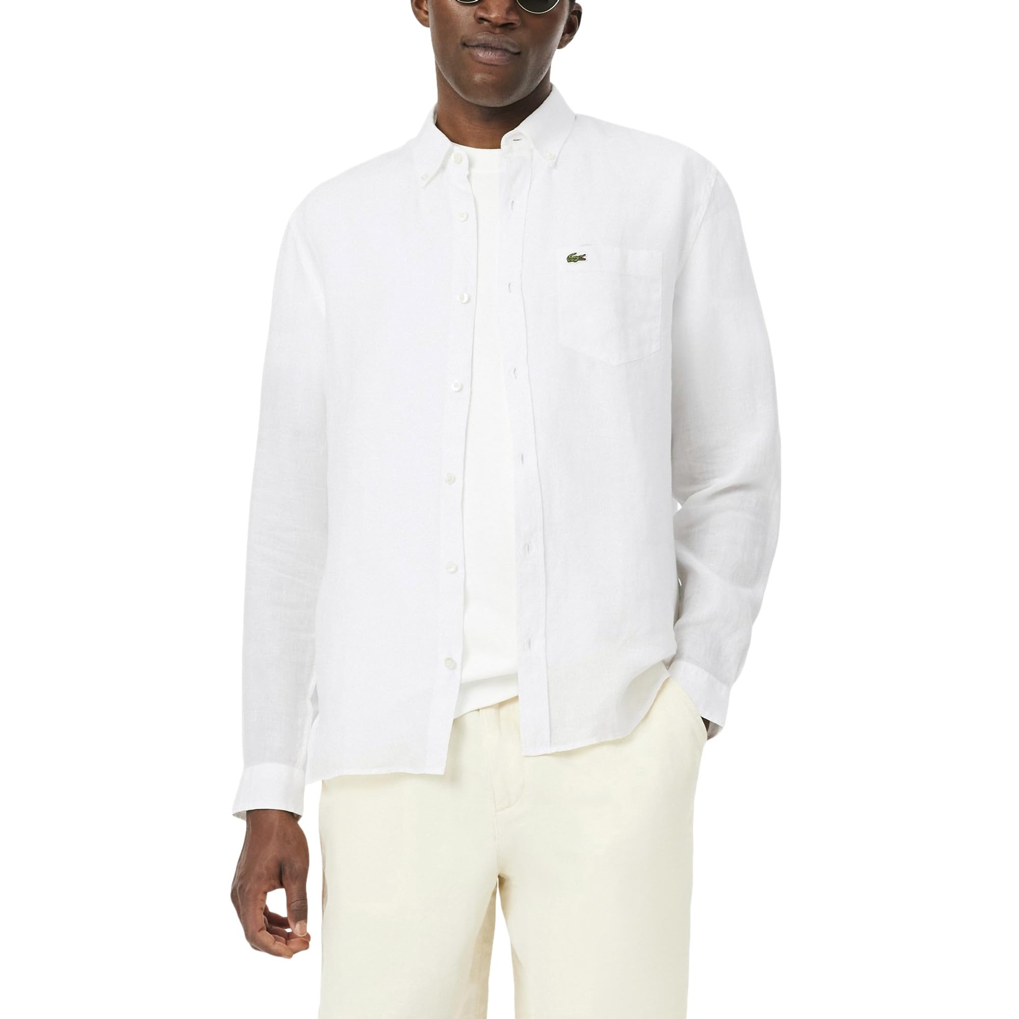 

                                                    Lacoste Men's Long Sleeve Regular Fit Linen Button