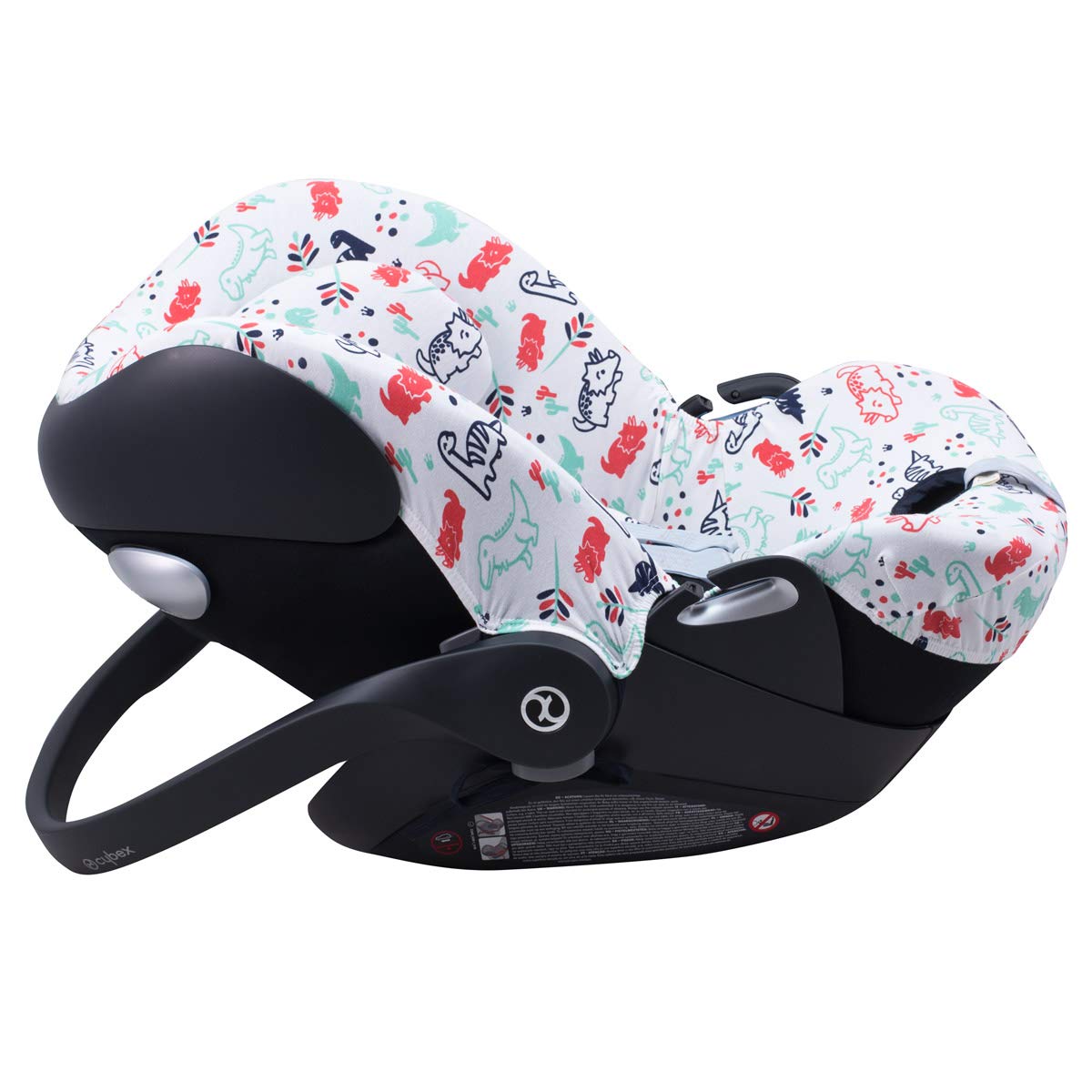 JYOKO KIDS Funda de Algodón para silla de coche Compatible con Cybex Aton Cloud- Q-M-2-4-5 (CLOUD Q-M, Dino Party)