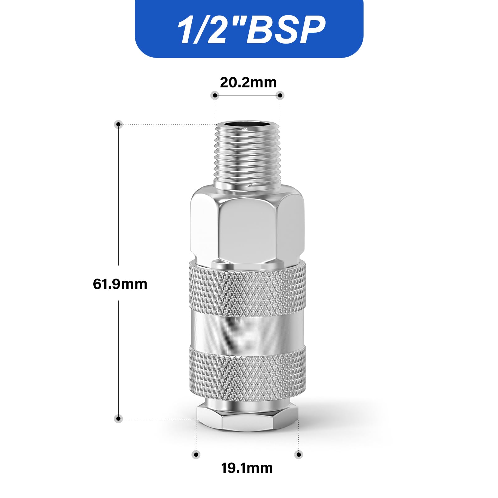 2 pezzi 1/2" BSP maschio raccordi del tubo dell'aria, linea dell'aria accoppiatore industriale rapido, kit di riparazione del tubo del compressore pneumatico