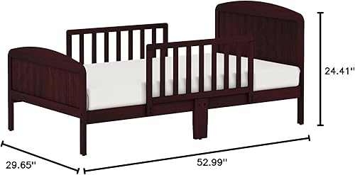 Miniatura 2 de Harrisburg - Cama para niños pequeños, cama de transición de diseño moderno de madera maciza con rieles laterales para dormitorio infantil con 2