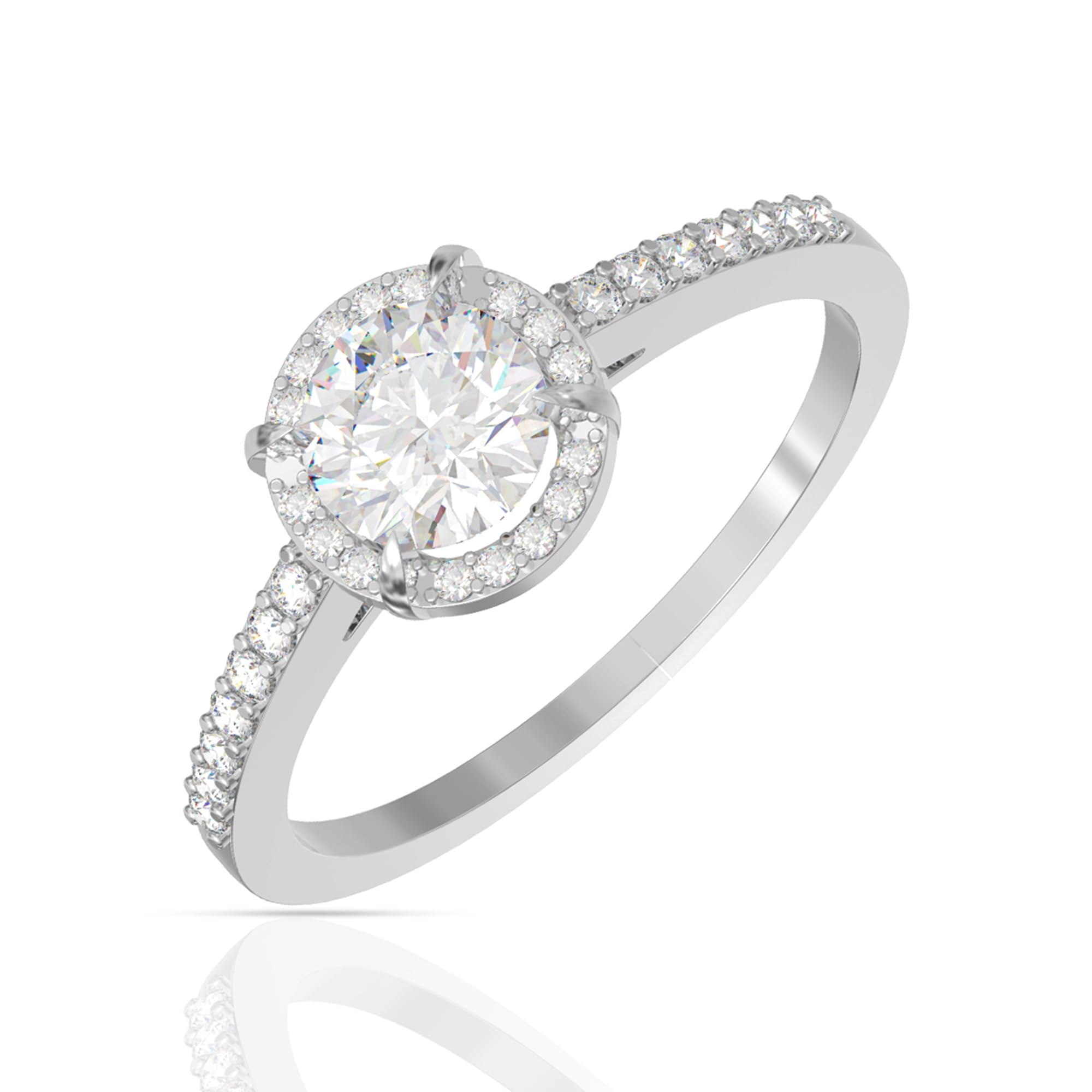925 Sterling Silver Ring for Women | Cubic Zirconia Solitaire Halo Design | Fine Jewellery Finger Ring for Girls, Wife, Girlfriend | Gift for Birthday, Anniversary, Valentine's Day-image-9