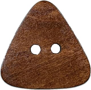 MTCELL 50 Pcs Triangular Wooden Buttons, 1-Inch (25mm) Side Length - Brown, 2 Holes, for Sewing and DIY Projects