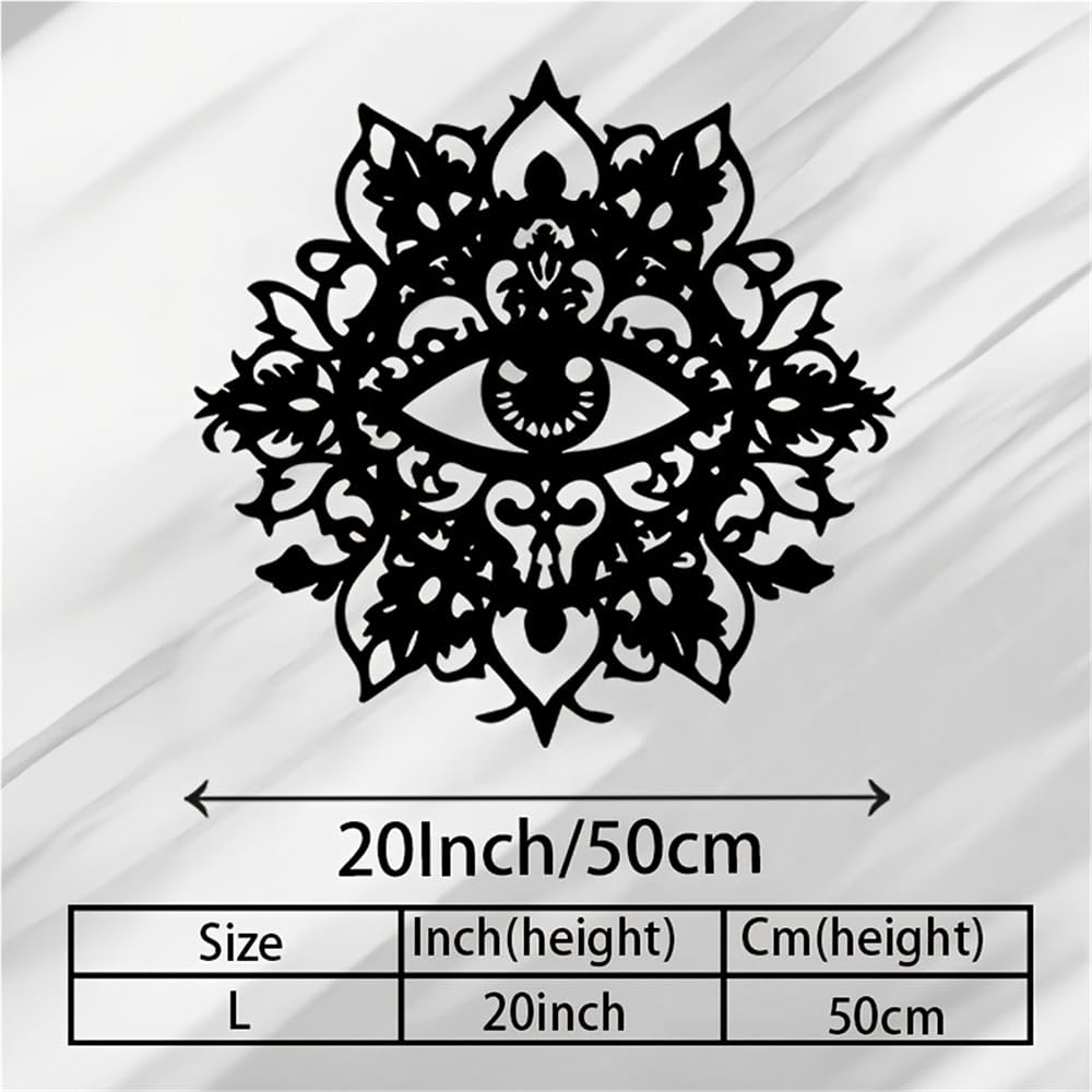 Decoración de pared abstracta contemporánea de metal, escultura moderna de mandala y ojo espiritual, estilo boho para meditación, ideal para sala de estar, dormitorio, estudio de yoga o jardín ex