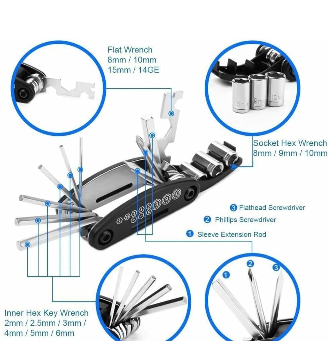 Portable Cycle Tool Kit | Multifunction Bicycle Repair Kit with Hex Wrenches, Screwdrivers & Tire Levers | Essential Bike Maintenance Tools for Road, Mountain & Hybrid Bikes 1