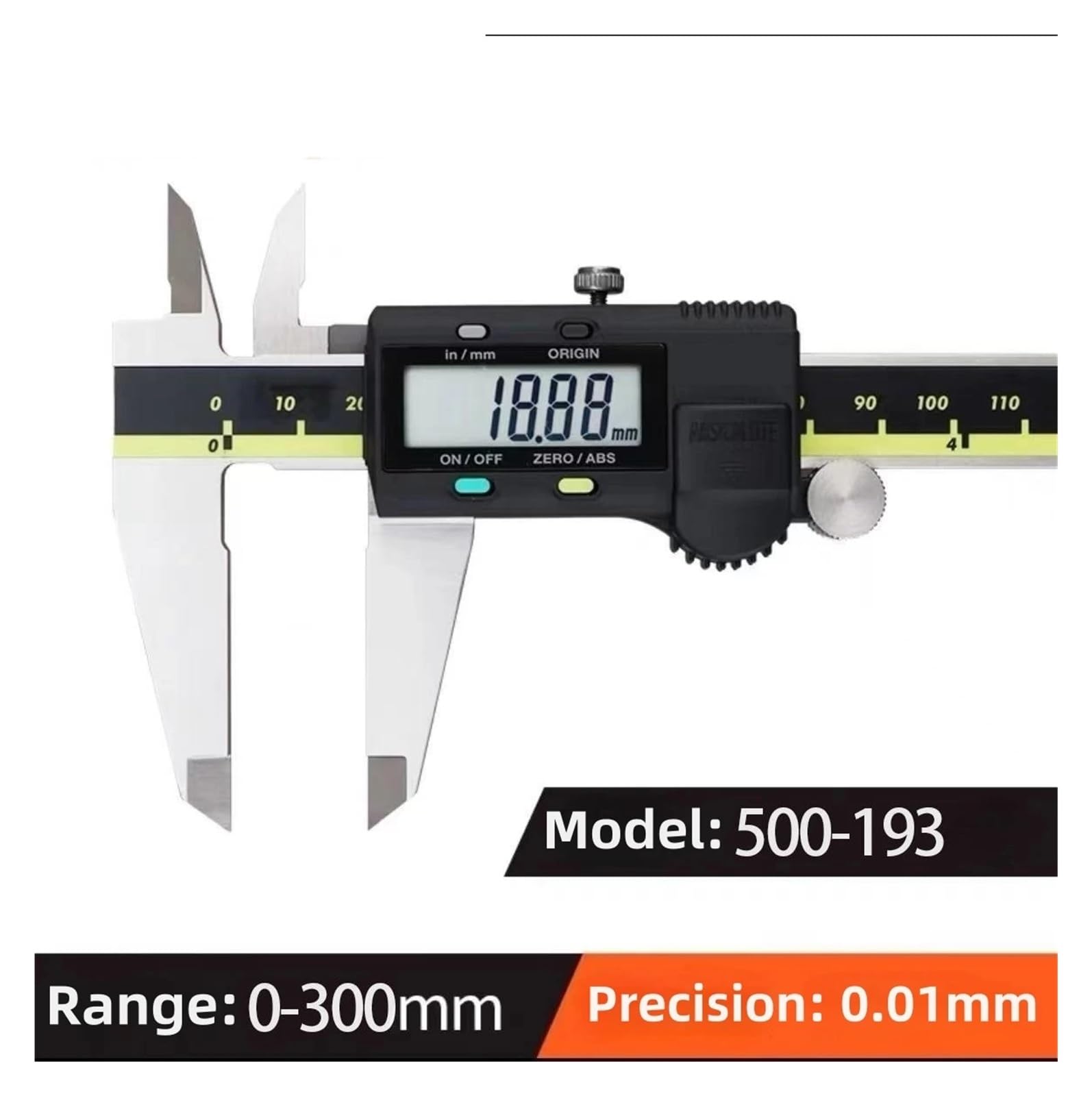 Calibri digitali assoluti Calibro Vernier 8 pollici 150 mm 500-197-30 200 300 Strumenti di misurazione for la lavorazione del legno in acciaio inossidabile per officina meccanica(300mm)