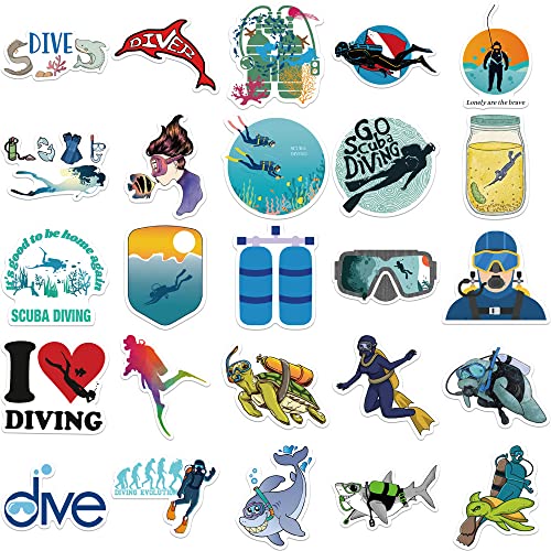 50Pcs Ocean Life Diving Adventure Decal Stickers For Laptop And Water Bottles,Waterproof Durable Trendy Vinyl Laptop Decal Stickers Pack For Teens, Water Bottles, Computer, Travel Case (Scuba Diver) #TOP1