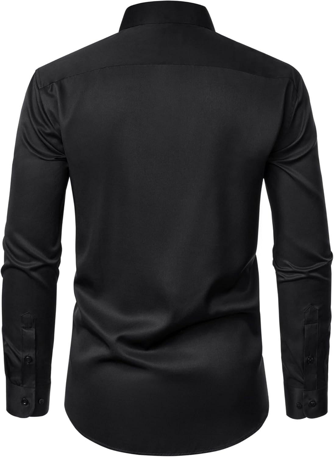 DEMEANOR Mens Dress Shirt Long Sleeve Stretch Wrinkle Free Wedding Formal Business Button Down Shirt - Image 3