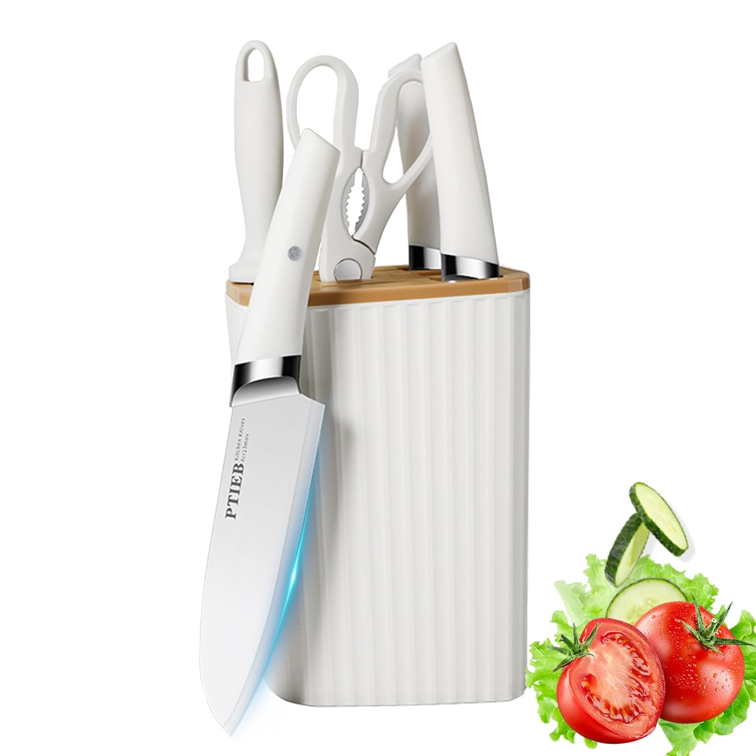 Knife Set 6 Pieces Professional Stainless Steel Kitchen Knife Set with Universal Knife Block Non-stick Sharp Knife Set