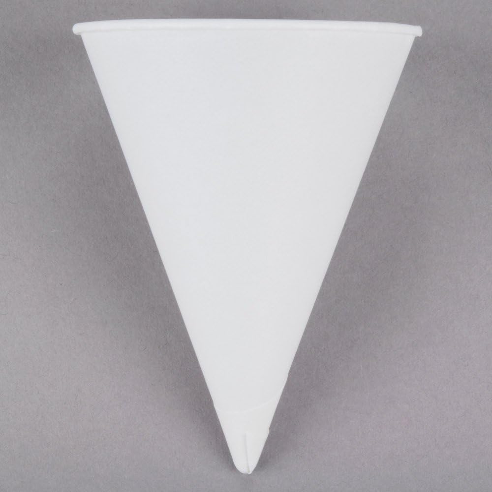 Dart Solo 42R-2050 Bare Eco-Forward 4.25 oz. White Rolled Rim Paper Cone Cup with Chipboard Box Packaging - 5000/Case