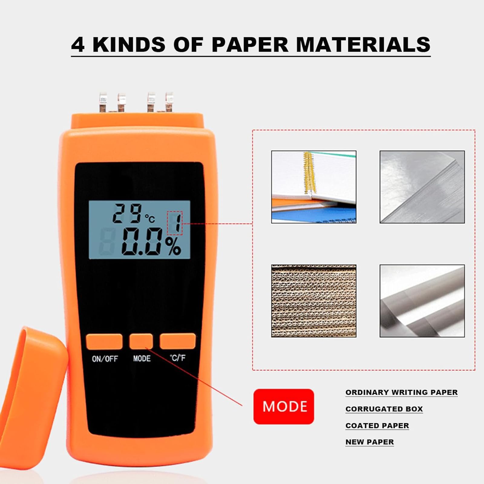 Zayuzo Medidor Digital LED De Humedad del Papel, Medidor De Humedad para Cartón De Alta Precisión (0,1-100% HR) con Compensación De Temperatura Y Calibración Automática, Medición Rápida En 0,5 Segund