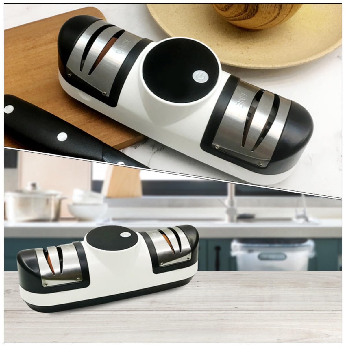 ibasenice Affilacoltelli Elettrico Usb, Affila-coltelli Rapido in Acciaio Inossidabile, 1800mah, per Coltelli da Cucina