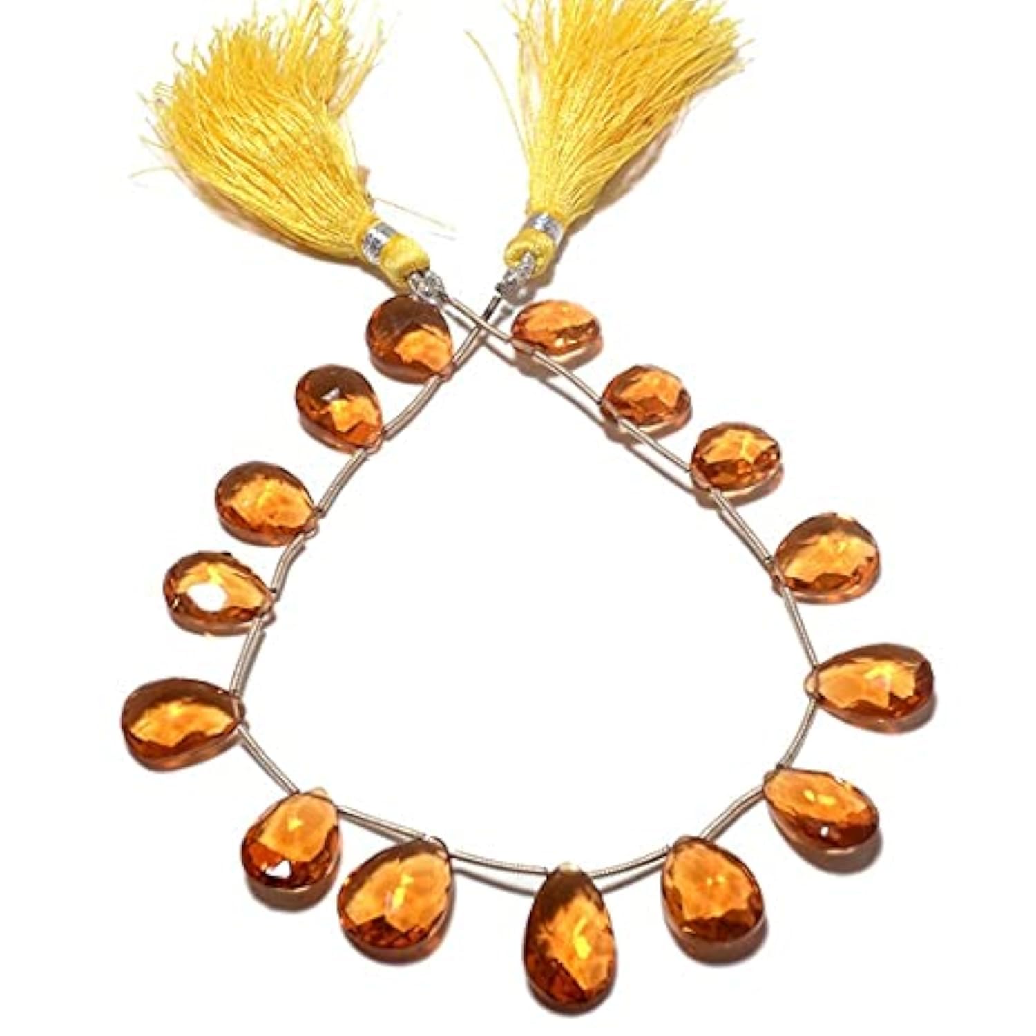 Citrine hydro quartz poire facettée 10x12mm pour création bijoux, lot de 7 pièces