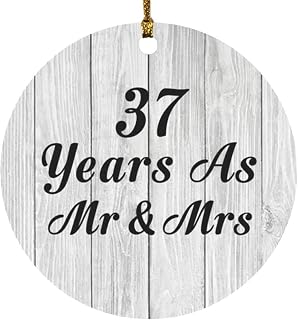 Christmas Tree Decoration, 37th Anniversary 37 Years As Mr & Mrs, Circle Ornament F, Gifts for Birthday Valentines Mom Mothers Fathers Day Party, to Men Women Him Her Friend Mom Dad
