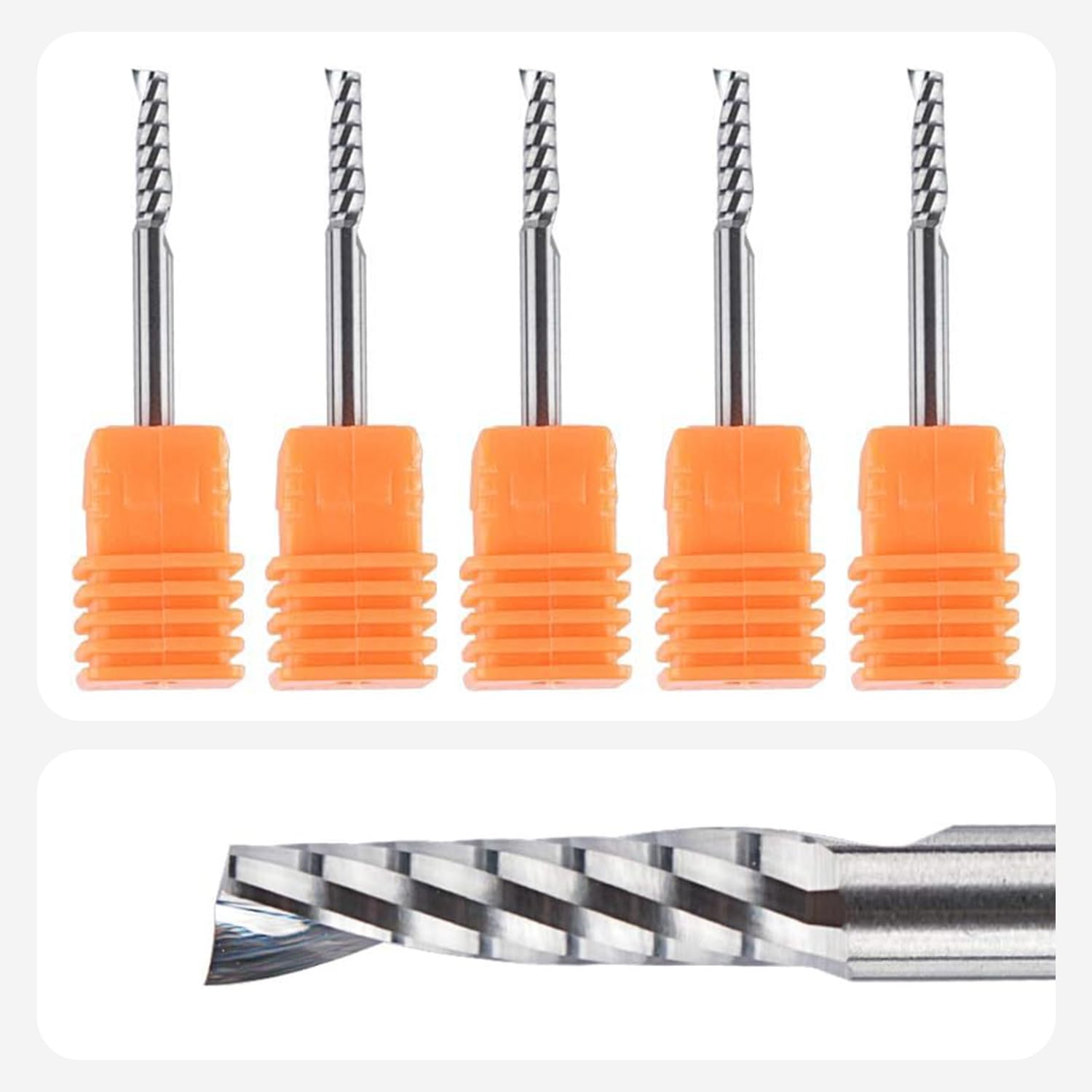 SpeTool 5 Stück Alu Fräser 3,175 mm (1/8") Schaft Einschneidiger CNC Fräser Holz VHM 12mm Schnittlänge Schaftfräser für Aluminium und Kunststoff