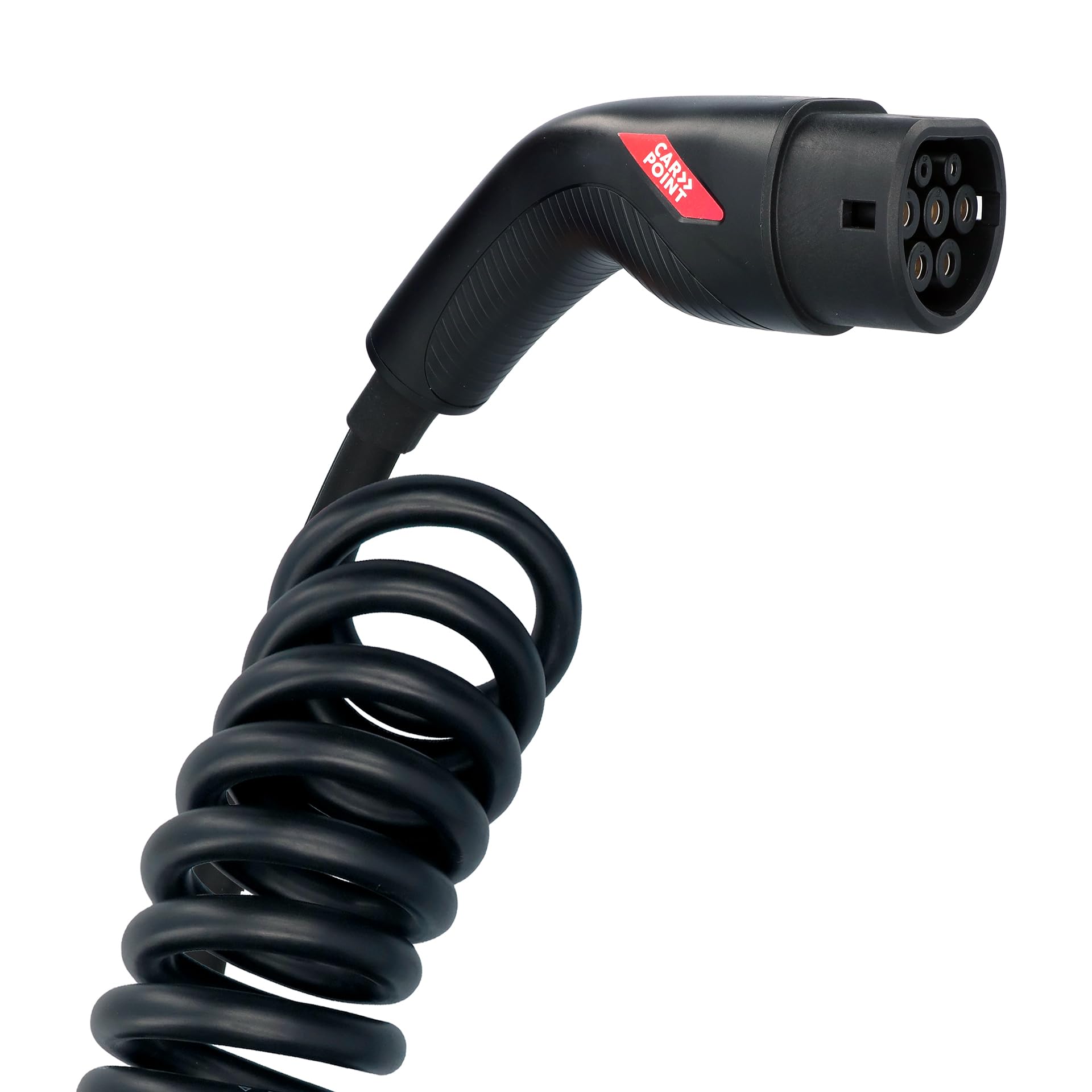 Carpoint Cable de Carga en Espiral para vehículo eléctrico, Tipo 2>2, 16 A, 3 Fases, 6 Metros
