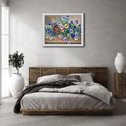 Vista 37 de ArtDirect - Paleta, Anna 18x15 Black Modern Framed Art Print Titled: Bouquet of pansies Black Modern Wood Frame,Black Modern Wood Frame with Double