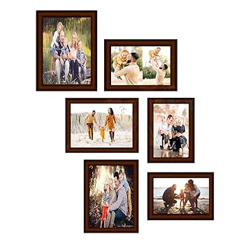 Designer Synthetic Polymer Wood Photo Frames for Wall Decor Family/friends/couples/bedroom/ Anniversary and Big Designer /living Room Black, White Color (BROWN)
