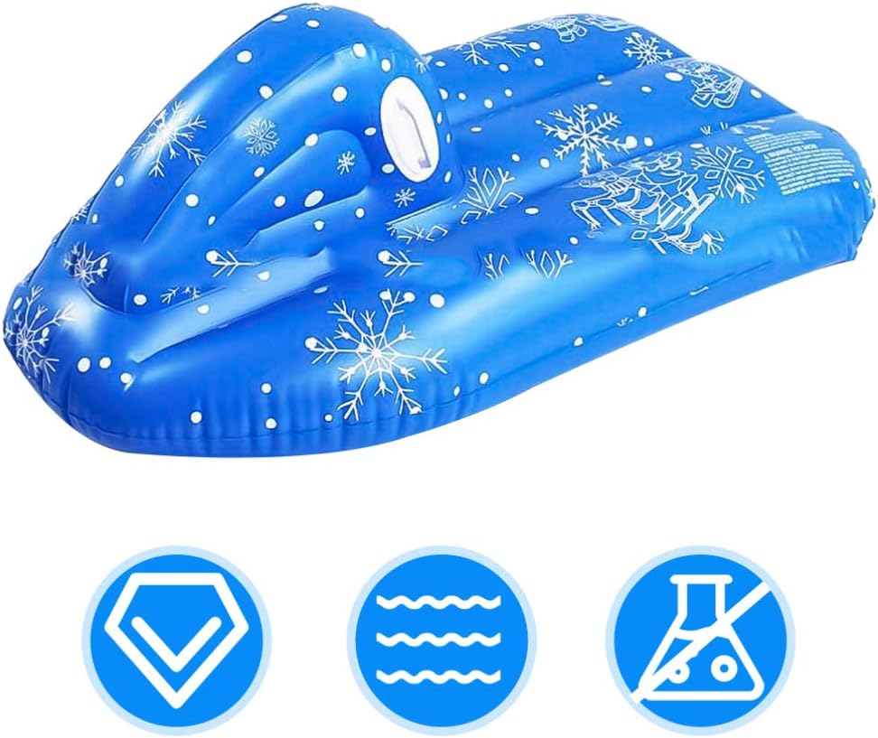 Wakauto PVC Inflatable Snow Skiing Sled for Boy Girl Portable Snow Tube Snowflake Pattern Easy to Clean Fun Shape for Outdoor Activities and Sledding Adventures