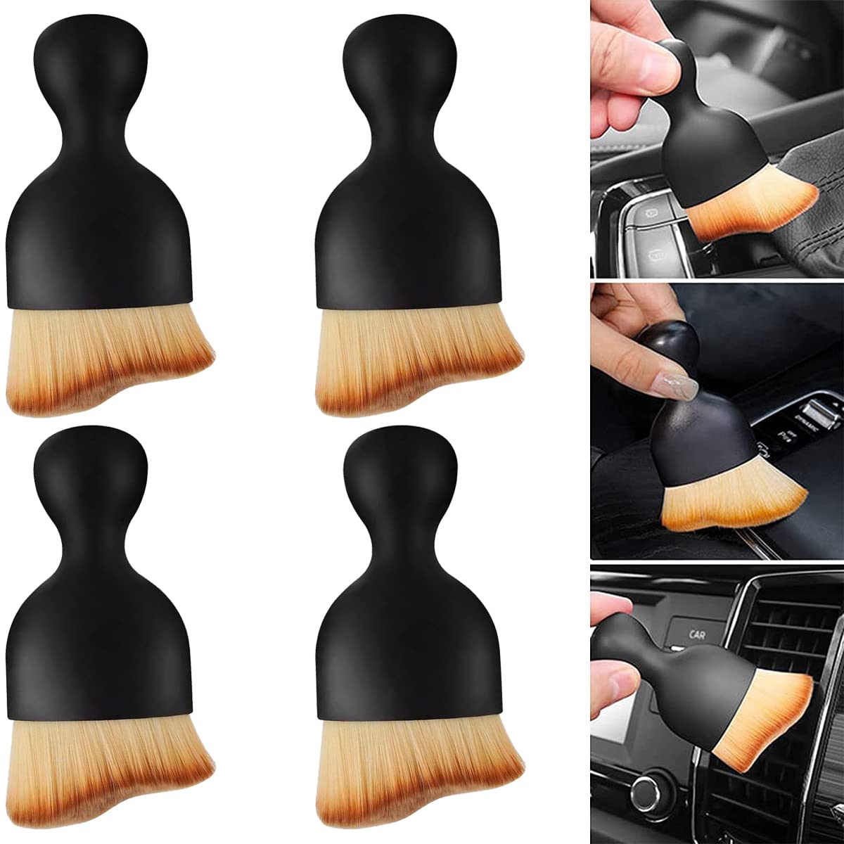 ZITOOP 4PCS Multifunctional Car Interior Cleaning Brush, Car Dust Removal Brush, Soft Bristles Detailing Brush Dusting Tool