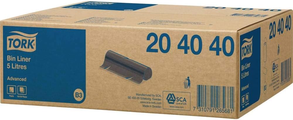 SCA Tork 204040 Advanced Refuse Bags, 5 Litre (Pack of 1000)