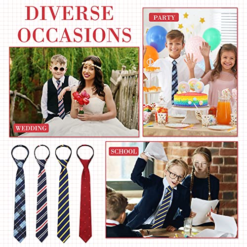 Geyoga 4 Pcs Kids Tie For Boys Adjustable Zipper Youth Child Toddler Necktie Wedding Graduation School Uniform 6-12 Years (Cool Style) #TOP5