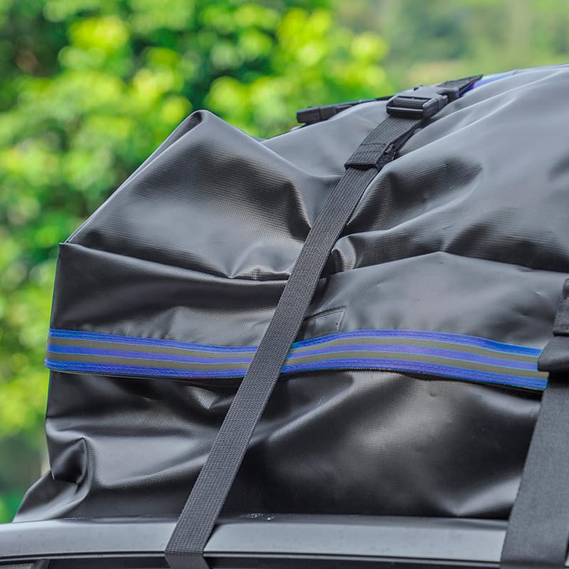 Rooftop Storage Bag for Vehicles with/Without Pannier Rack, Foldable Waterproof Roof Bag,Matte for Car with/Without Railing for Travel and Luggage Transport (510L)