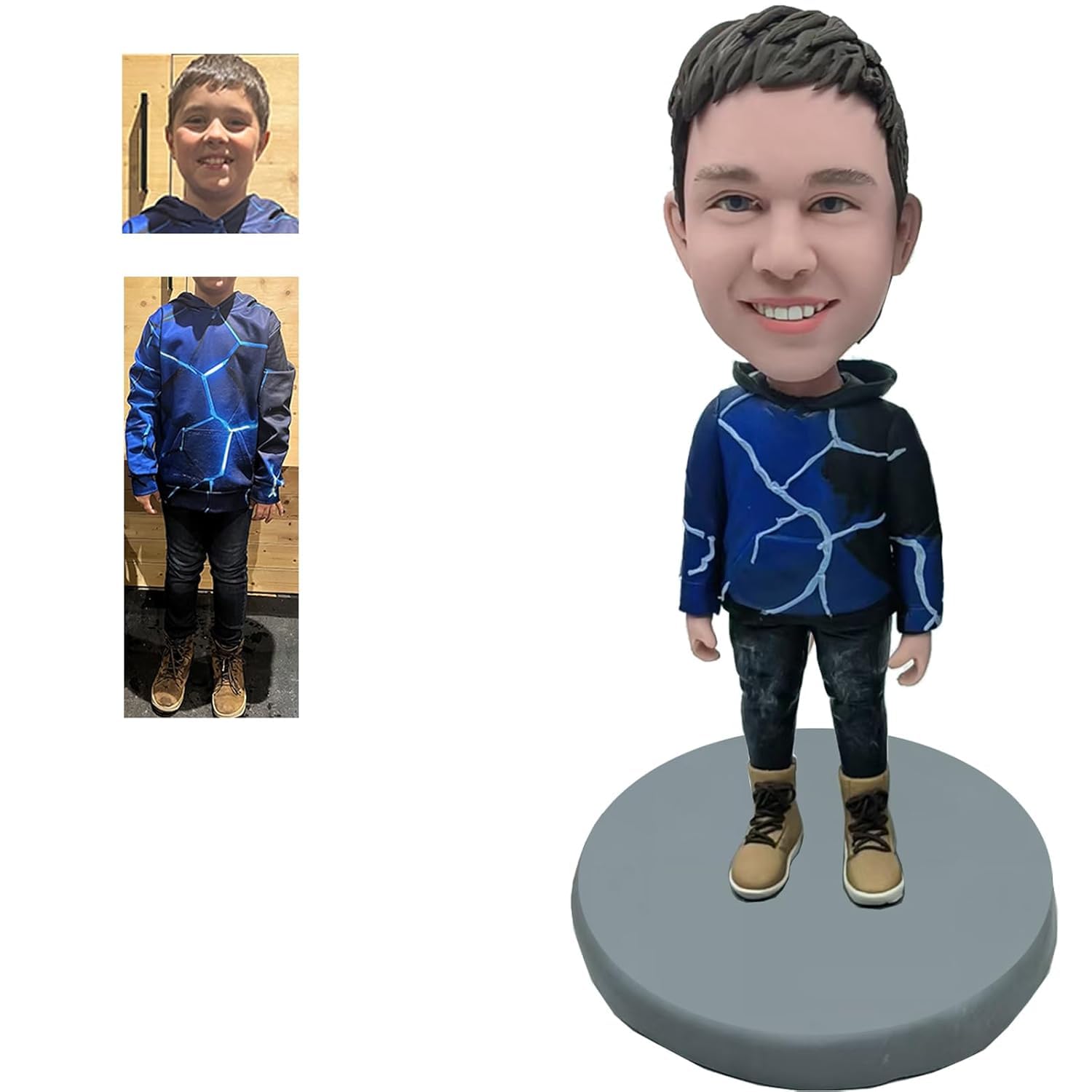 Bobblehead personalizado El niño con una sudadera con capucha, un regalo de cumpleaños, cabeza Bobblehead personalizada, figura de acción basada en tu foto, cabezas de bobbleheads únicas hechas a mano