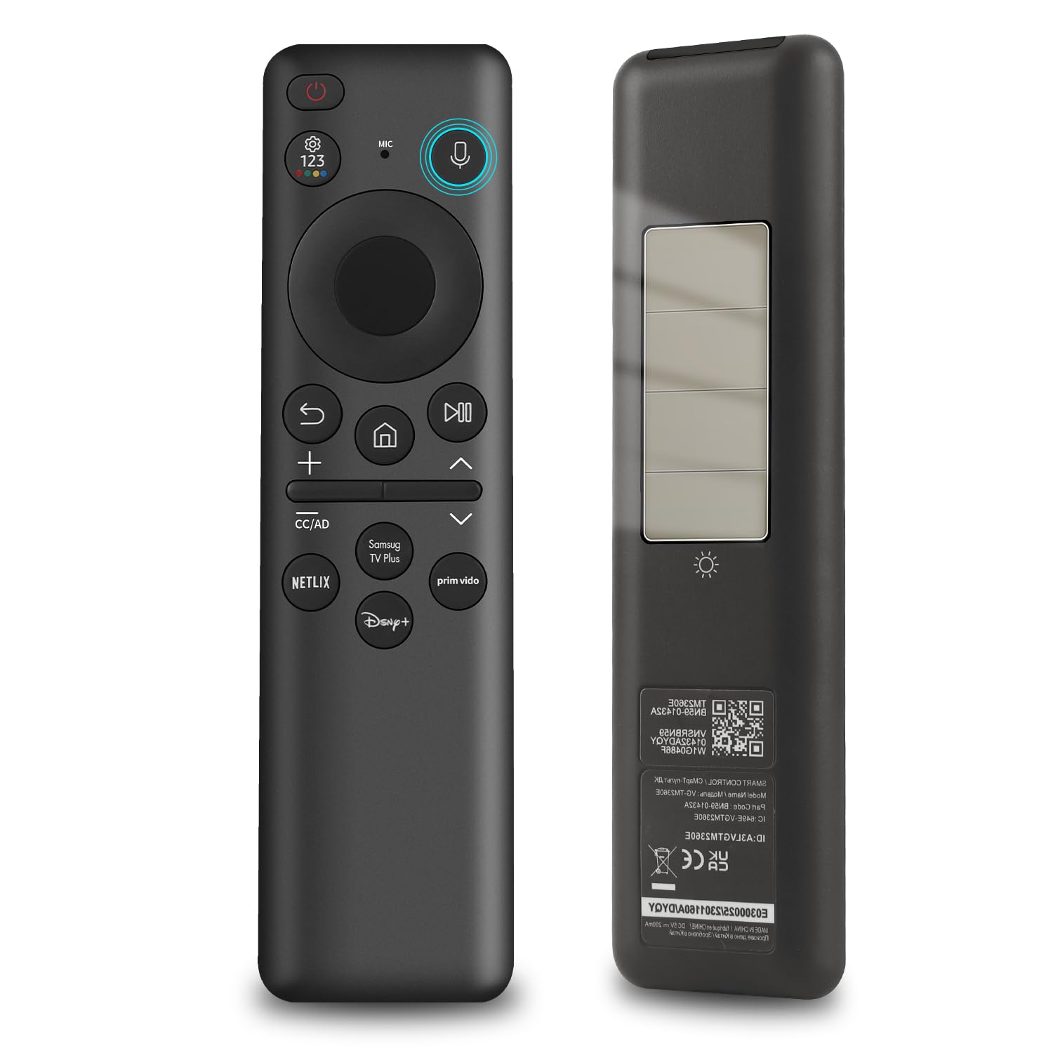 for Samsung TV Solar Voice Remote Replacement BN59-01432A, Rechargeable Solar Cell with USB-C Charging, Compatible with Samsung Neo QLED 8K HDR UHD Smart TVs 2023 Model VG-TM2360E