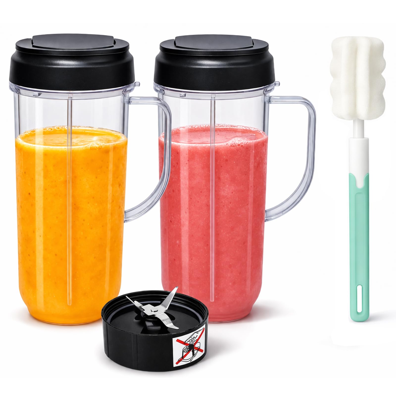Tazza di ricambio da 600 ml con coperchio e lame incrociate, parte di ricambio per Magic Bullet Blender MB1001, spremiagrumi e mixer.