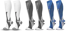 J COLOUR Meia de Compressão Cano Longo Melhor para, Academia,Corrida,Varizes,Caminhada,Ciclismo