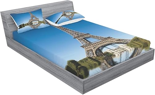 Miniatura 153 de Ambesonne - Juego de sábanas bajeras y fundas de almohada, diseño clásico botánico, plantas de jardín vintage, juego de 3 piezas con estampado