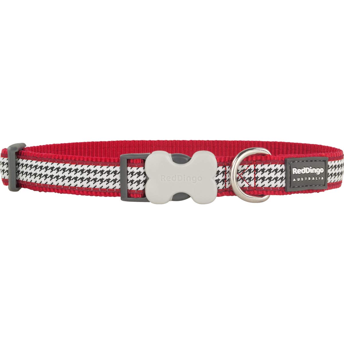 Red Dingo Bucklebone Dog Collar Design, Fang it Red, Small 15mm