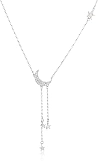 P for Piercing Silver 925 necklace shape stars&moon for women-Silver