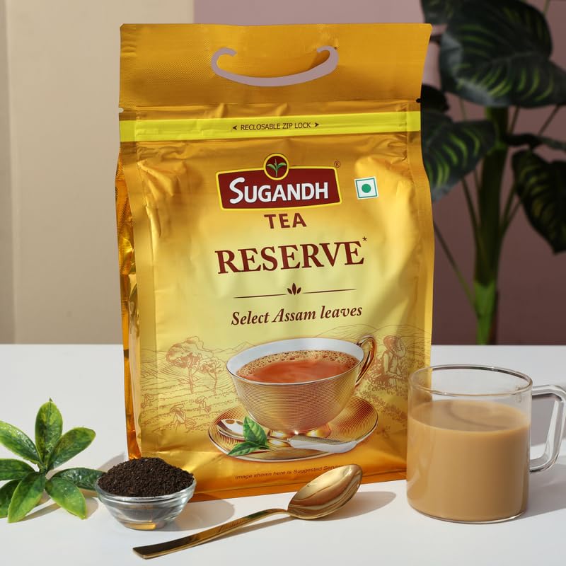 Image of Sugandh Reserve Tea | 1KG | Gold Standard | Directly Sourced from Assam | High Grown CTC with Added Whole Leaf | 100% Natural Ingredients | A Perfect Premium Cup of Tea for Chai Lover