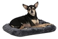 MidWest Homes for Pets QuietTime XXS Dog Bed – Gray Faux Fur Bolster, Ultra-Soft and Machine Washable, Fits 18-Inch Crates and Carriers, for Small Dogs and Cats