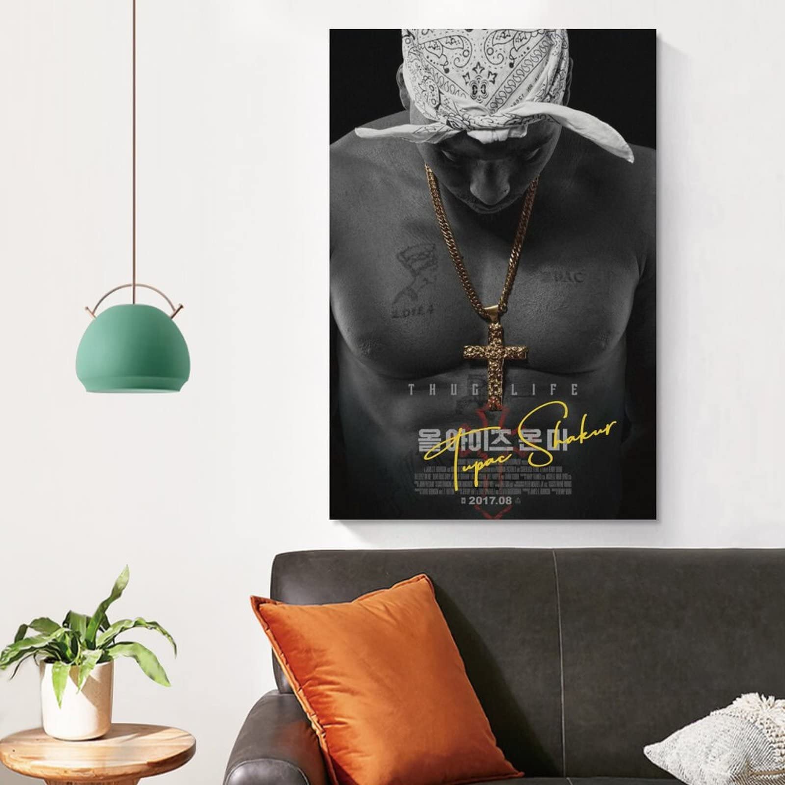 Poster Tupac Shakur sur toile - Décoration murale moderne pour chambre à coucher - 20 x 30 cm
