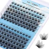 Cluster Wimpernverlängerung 144PCS Cluster Wimpern Einzelne Wimpern D-Locken 0,07 mm, 8–16 mm Breiter Stiel Natürliche Wimpern DIY-Wimpernverlängerungen GEMERRY Wimpern (SN01-D-0,07–8–16 mm)