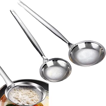 Fine Mesh Strainer, Stainless Steel Fine Mesh Food Strainer with Long Handle for Skimming, Cooking, Frying, Grease and Foam,2 Size