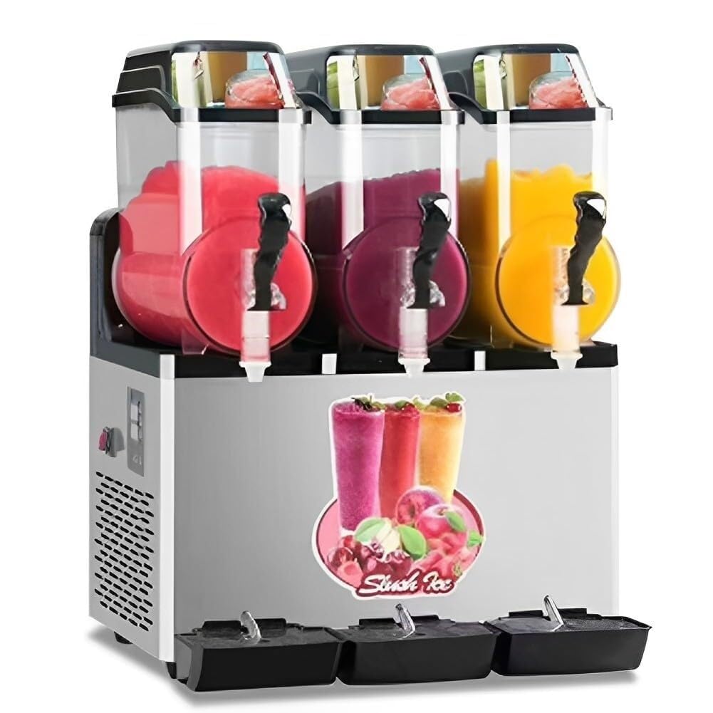 Commercial Slushy Machine, Automatic Frozen Drink Maker, Stainless Steel for Bars Cafes Restaurants