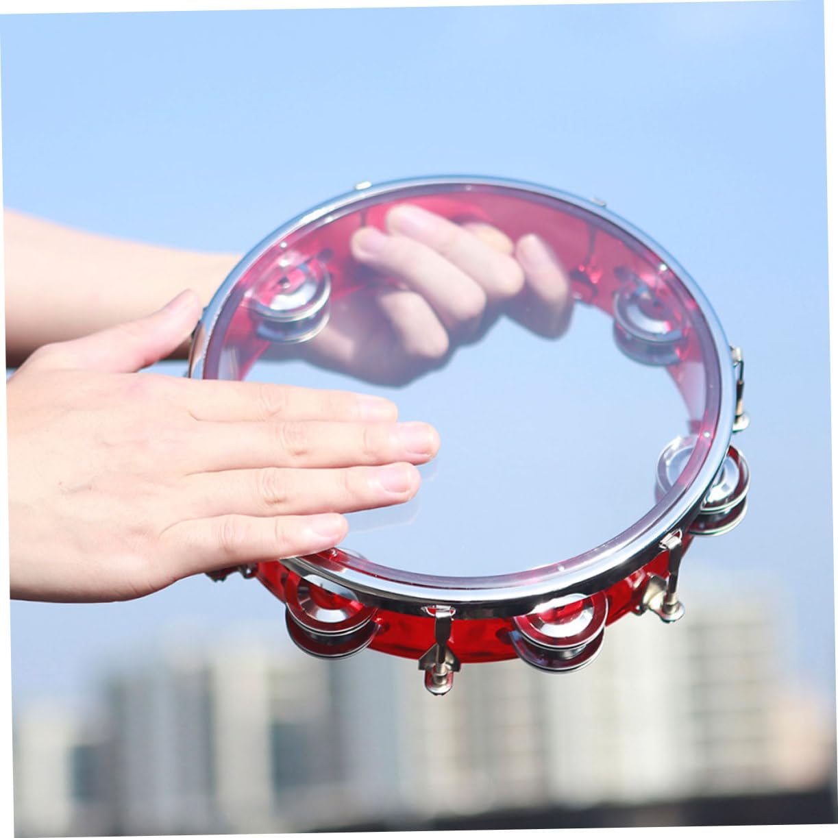 BESTonZON Tamburello Portatile Mano per Ragazzo Ragazza Strumento Musicale Percussione Leggero e Resistente per Feste e Attività Didattiche